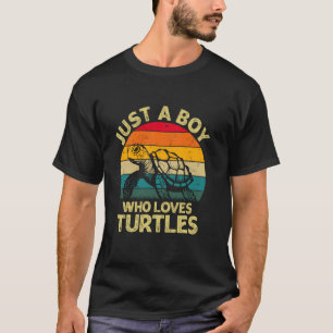 Vintage Schildpad Gewoon Een Jongen Die Van Schild T-shirt