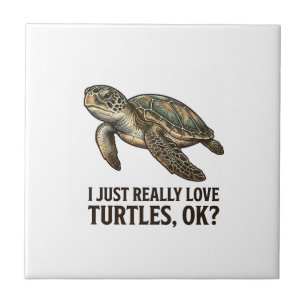 Vintage Schildpad Liefhebber Grappig Zee Schildpad Tegeltje