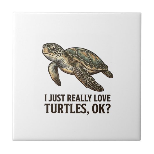 Vintage Schildpad Liefhebber Grappig Zee Schildpad Tegeltje (Voorkant)