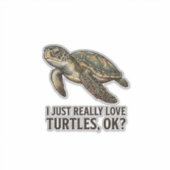 Vintage Schildpad Liefhebber Grappige Zee Schildpa Sticker (Voorkant)