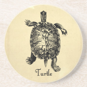 VINTAGE SCHILDPAD ZANDSTEEN ONDERZETTER