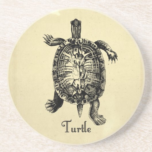 VINTAGE SCHILDPAD ZANDSTEEN ONDERZETTER (Voorkant)