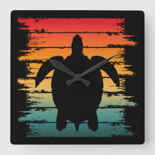 VINTAGE SCHILDPAD ZEEWEZEN REPTIEL VIERKANTE KLOK