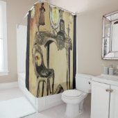 Vintage schoengordijn douchegordijn (In situ)