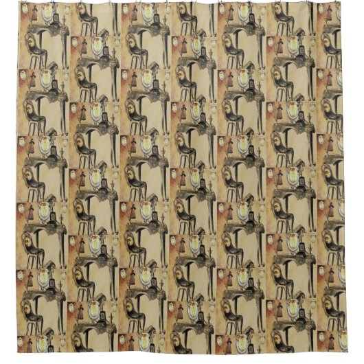 Vintage schoengordijn douchegordijn (Voorkant)