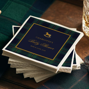 Vintage Schommelpaard Geruite Babyborrel Servet