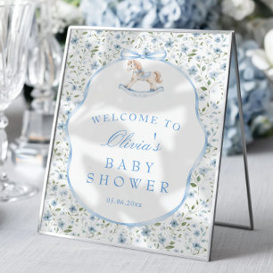 Vintage Schommelpaard Jongen Babyshower Welkom Poster