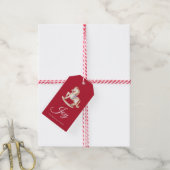 Vintage Schommelpaard Kerstmis Cadeaulabel (Met Touw)