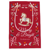 Vintage Schommelpaard Merry & Bright Cadeautas (Voorkant)