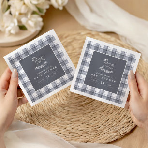 Vintage Schommelpaard Preppy Gingham Baby Borrel Servet