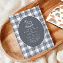 Vintage Schommelpaard Preppy Gingham Baby Shower