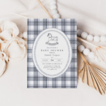 Vintage Schommelpaard Preppy Gingham Baby Shower