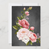 Vintage schoolbord Boho bloemrijke roos bruiloft Kaart (Achterkant)