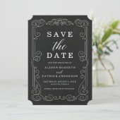 Vintage schoolbord | Save The Date fotokaart (Staand voorkant)