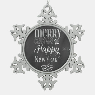 Vintage schoolbord sneeuwvlokker ornament