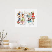 Vintage Schort naaigaristrap Poster (Keuken)