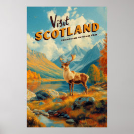 Vintage Schotland Cairngorms Rendier Poster