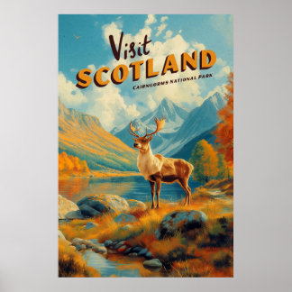 Vintage Schotland Cairngorms Rendier Poster