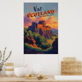 Vintage Schotland Edinburgh Castle Poster (Keuken)