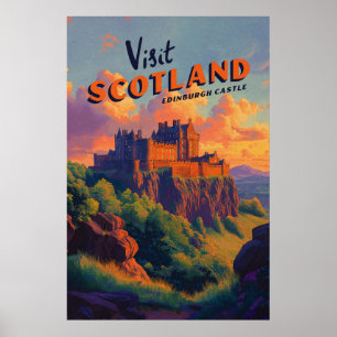 Vintage Schotland Edinburgh Castle Poster