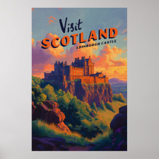 Vintage Schotland Edinburgh Castle Poster