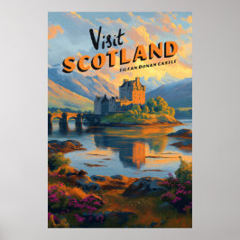 Vintage Schotland Eilean Donan Kasteel Poster