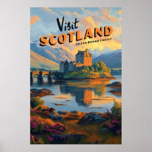 Vintage Schotland Eilean Donan Kasteel Poster