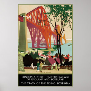 Vintage Schotland Forth Bridge Spoorweg Reizen Poster