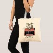 Vintage schrijfmachine Boho bloem Tote Bag (Voorkant (product))