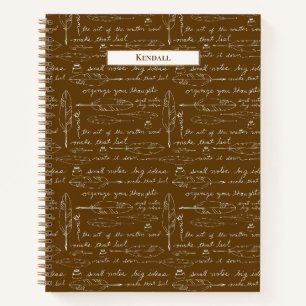 Vintage Schrijfveer & Inkt Notitieboek Met Eigen N