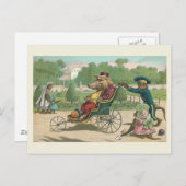 vintage "Schuif in een rolstoel" Briefkaart (Voorkant / Achterkant)