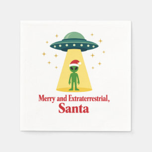 Vintage Sci Fi Alien Kerst UFO Voor Santa Fans Servet