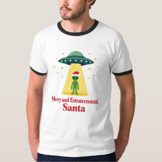 Vintage Sci Fi Alien Kerst UFO Voor Santa Fans T-shirt