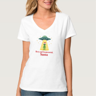 Vintage Sci Fi Alien Kerst UFO Voor Santa Fans T-shirt
