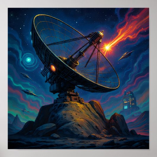 Vintage Sci-Fi Movie Poster Canvas Wall Art (Voorkant)