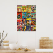 Vintage Sci Fi Pulp Fiction Hoesjes Collage Poster (Keuken)