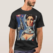 Vintage Sci-fi Ruimtevaartmeisje T-shirt (Voorkant)