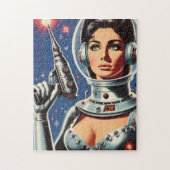 Vintage Sci-fi Ruimtevaartster Meisje Legpuzzel (Verticaal)