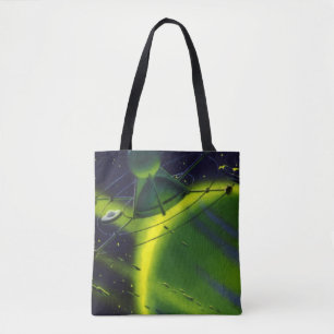 Vintage Science Fiction Groene Planeet met Ruimtes Tote Bag