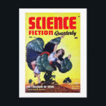Vintage Science Fiction Man Eating Planten Briefkaart<br><div class="desc">Een  science fiction pulp illustratie van een man dat plant eet dat een vrouw aanvalt.</div>