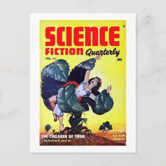 Vintage Science Fiction Man Eating Planten Briefkaart (Voorkant)