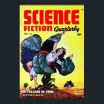 Vintage Science Fiction Man Eating Planten Poster<br><div class="desc">Een  science fiction pulp illustratie van een man dat plant eet dat een vrouw aanvalt.</div>