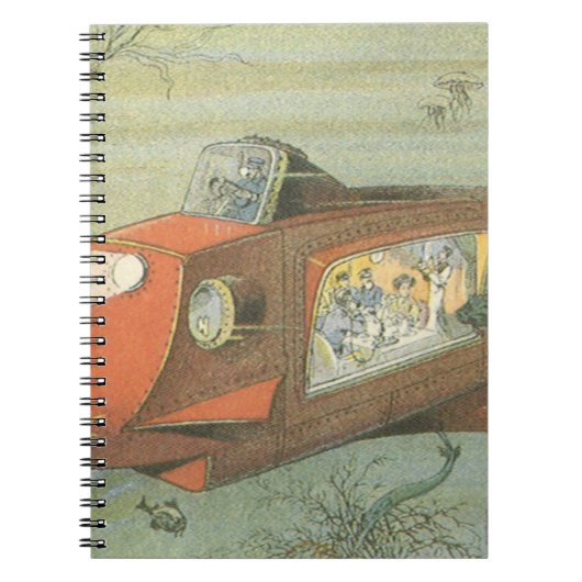 Vintage Science Fiction Stoomstijl Onderzeeër in Z Notitieboek (Voorkant)