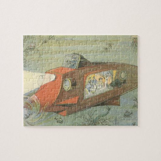 Vintage Science Fiction Stoomtech Onderzeeër in Ze Legpuzzel (Horizontaal)