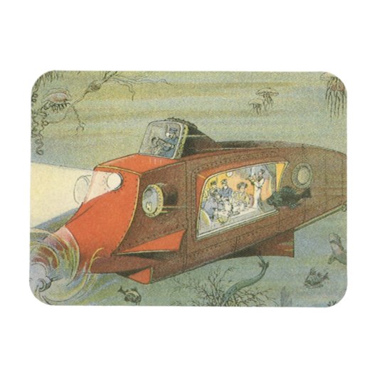Vintage Science Fiction Stoomtech Onderzeeër in Ze Magneet (Horizontaal)