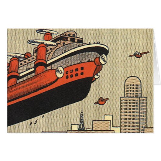 Vintage Sciencefiction-cruiseschip Helikopter (Voorkant Horizontaal)