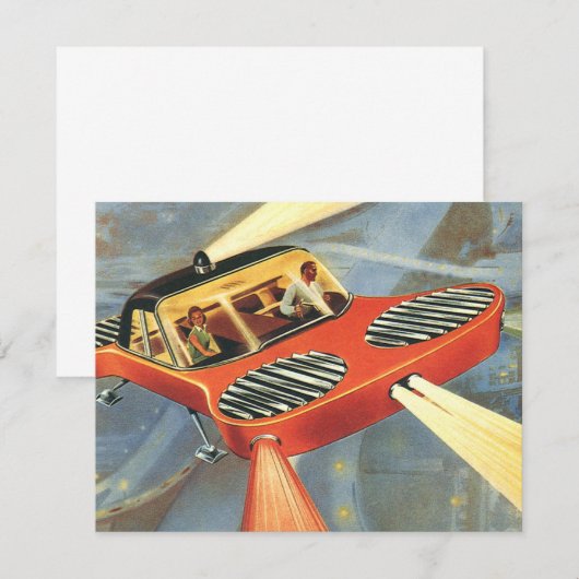 Vintage Sciencefiction Futuristische Auto Uitnodig Kaart (Voorkant / Achterkant)