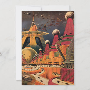 Vintage Sciencefiction Housewarming Party Kaart