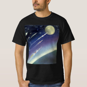 Vintage Sciencefiction-raketten in de ruimte per p T-shirt