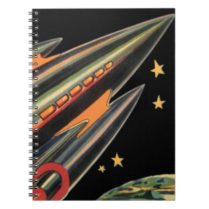 Vintage Sciencefiction-ruimteschip door Space Star Notitieboek